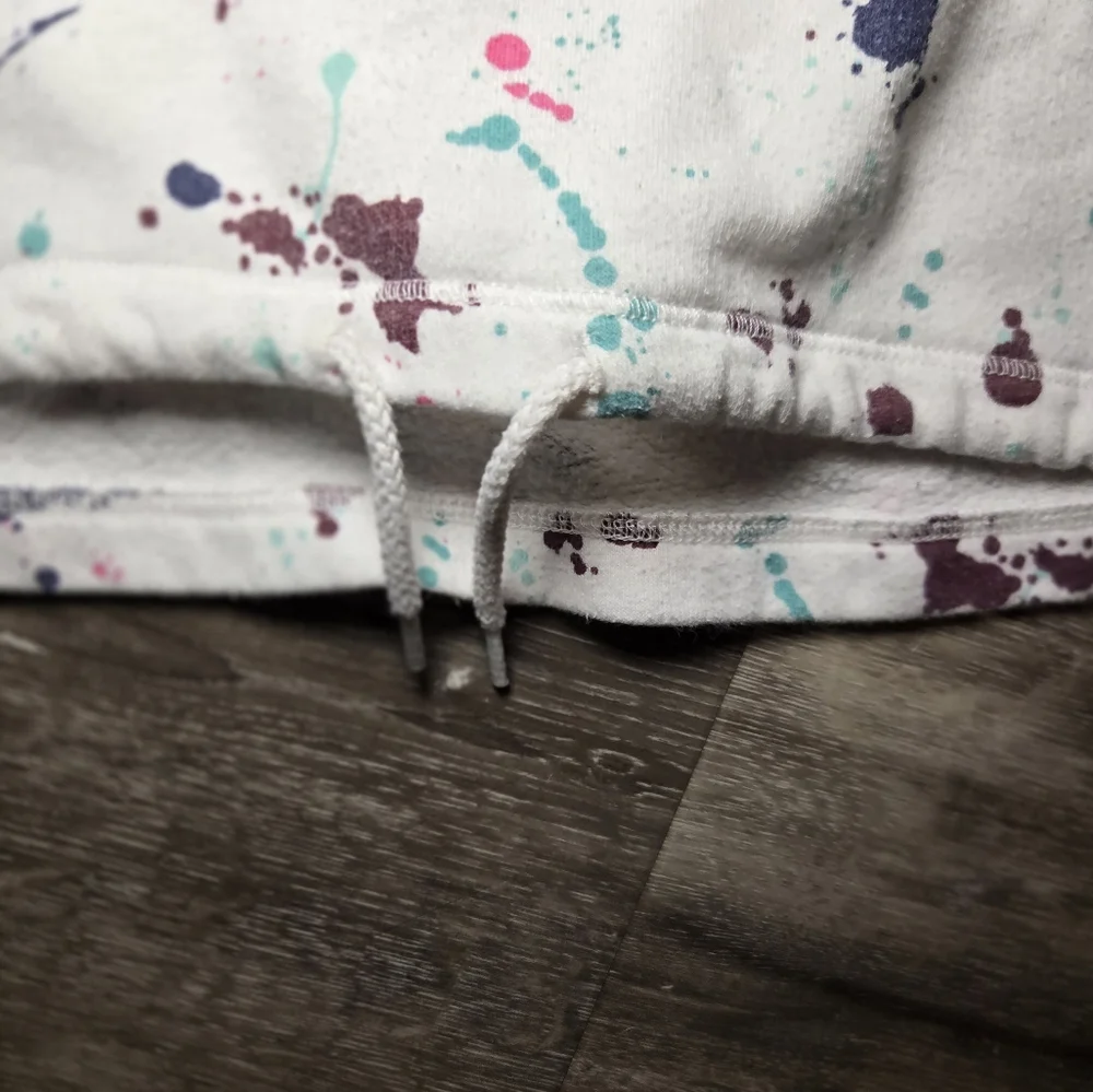 Justice Girls hoodie tie bottom multi color on white GUC -‎ size 12